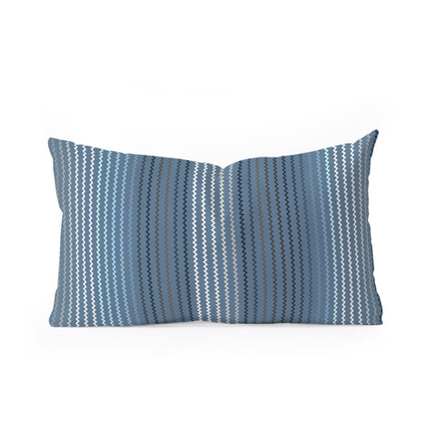 Sheila Wenzel-Ganny Blue Grey Zig Zag Stripes Oblong Throw Pillow