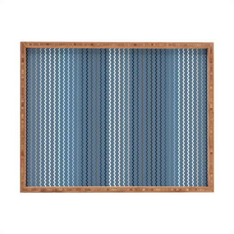 Sheila Wenzel-Ganny Blue Grey Zig Zag Stripes Rectangular Tray