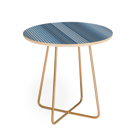 Sheila Wenzel-Ganny Blue Grey Zig Zag Stripes Round Side Table