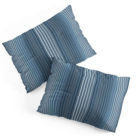 Sheila Wenzel-Ganny Blue Grey Zig Zag Stripes Pillow Shams