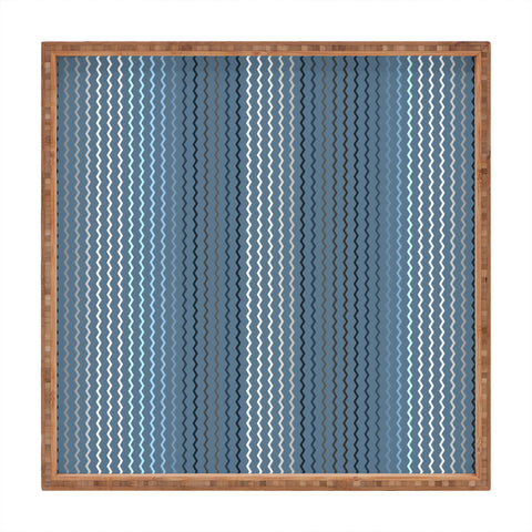 Sheila Wenzel-Ganny Blue Grey Zig Zag Stripes Square Tray