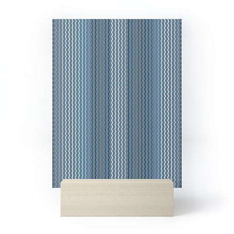 Sheila Wenzel-Ganny Blue Grey Zig Zag Stripes Mini Art Print