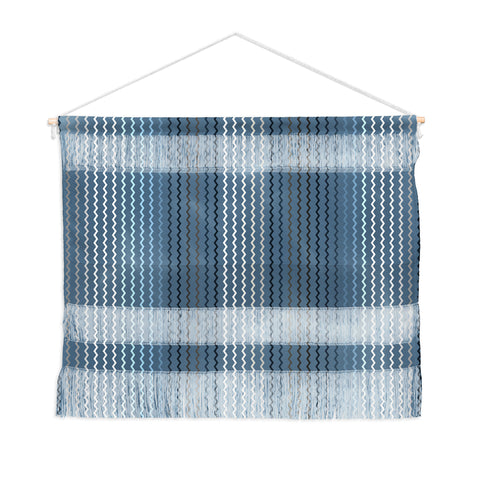 Sheila Wenzel-Ganny Blue Grey Zig Zag Stripes Wall Hanging Landscape