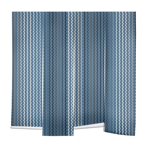 Sheila Wenzel-Ganny Blue Grey Zig Zag Stripes Wall Mural