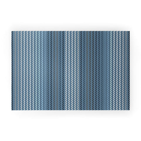 Sheila Wenzel-Ganny Blue Grey Zig Zag Stripes Welcome Mat