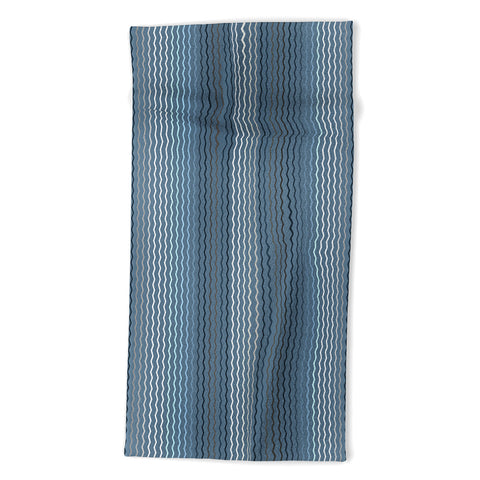 Sheila Wenzel-Ganny Blue Grey Zig Zag Stripes Beach Towel