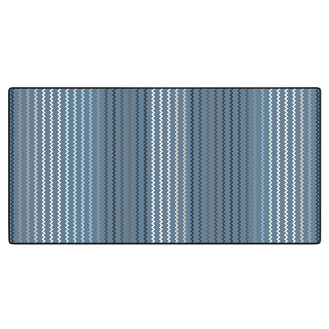 Sheila Wenzel-Ganny Blue Grey Zig Zag Stripes Desk Mat