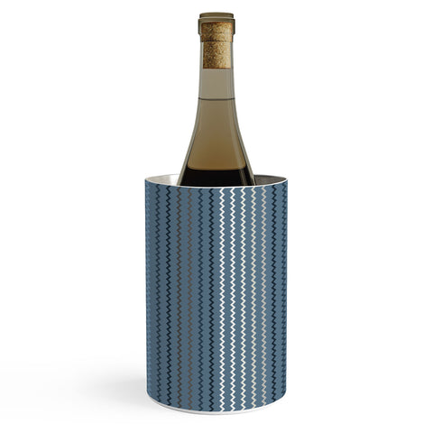 Sheila Wenzel-Ganny Blue Grey Zig Zag Stripes Wine Chiller