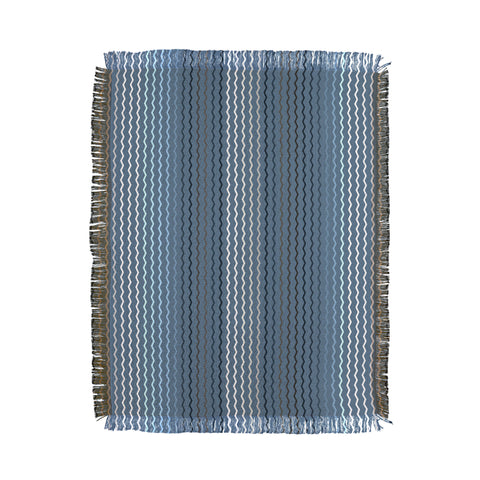 Sheila Wenzel-Ganny Blue Grey Zig Zag Stripes Throw Blanket