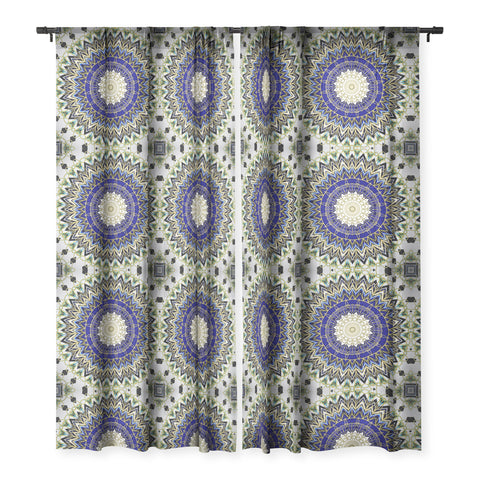 Sheila Wenzel-Ganny Bohemian Blue Gold Mandala Sheer Window Curtain