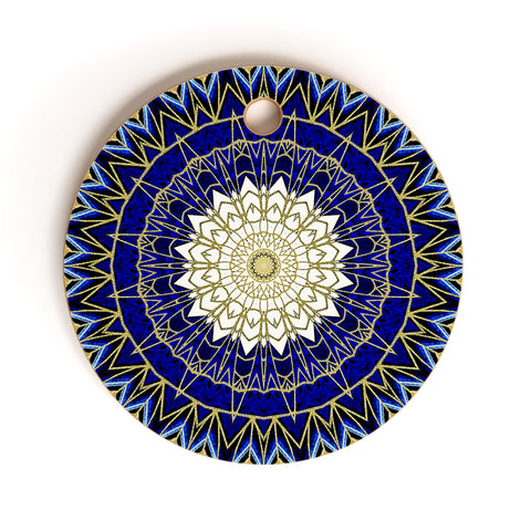 Sheila Wenzel-Ganny Bohemian Blue Gold Mandala Cutting Board Round
