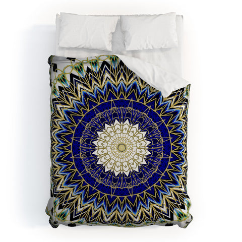 Sheila Wenzel-Ganny Bohemian Blue Gold Mandala Duvet Cover