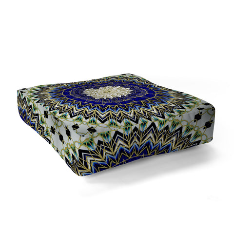 Sheila Wenzel-Ganny Bohemian Blue Gold Mandala Floor Pillow Square