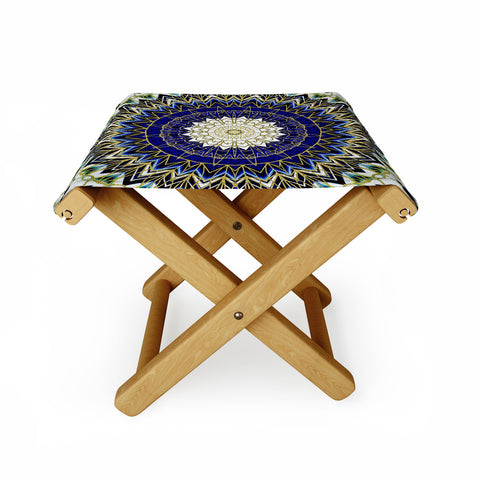 Sheila Wenzel-Ganny Bohemian Blue Gold Mandala Folding Stool