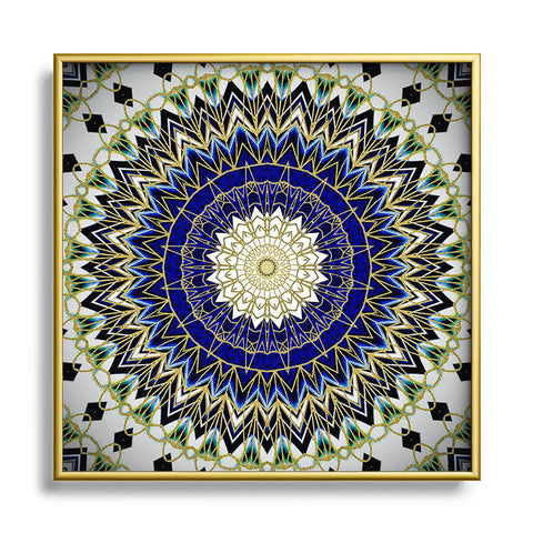 Sheila Wenzel-Ganny Bohemian Blue Gold Mandala Metal Square Framed Art Print
