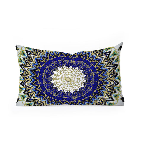 Sheila Wenzel-Ganny Bohemian Blue Gold Mandala Oblong Throw Pillow