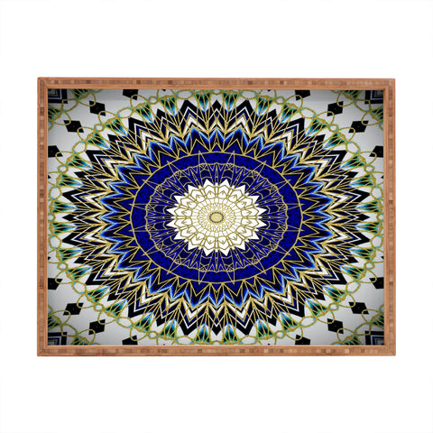 Sheila Wenzel-Ganny Bohemian Blue Gold Mandala Rectangular Tray