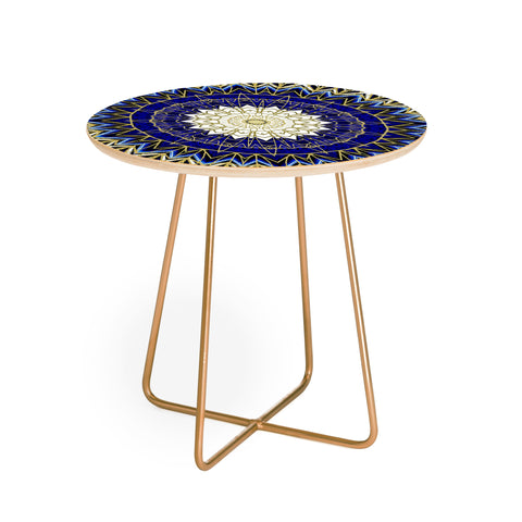 Sheila Wenzel-Ganny Bohemian Blue Gold Mandala Round Side Table