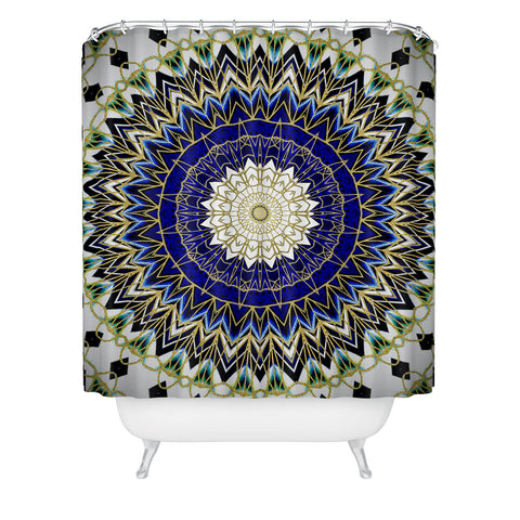 Sheila Wenzel-Ganny Bohemian Blue Gold Mandala Shower Curtain