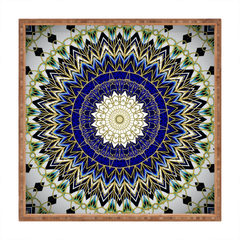 Sheila Wenzel-Ganny Bohemian Blue Gold Mandala Square Tray