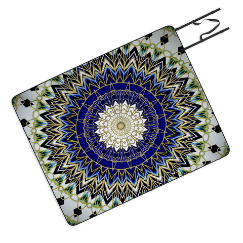 Sheila Wenzel-Ganny Bohemian Blue Gold Mandala Picnic Blanket