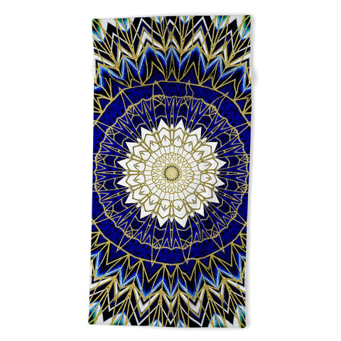 Sheila Wenzel-Ganny Bohemian Blue Gold Mandala Beach Towel