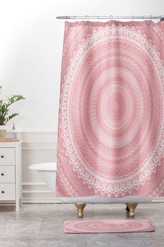 Sheila Wenzel-Ganny Boho Pink Mandala Shower Curtain And Mat