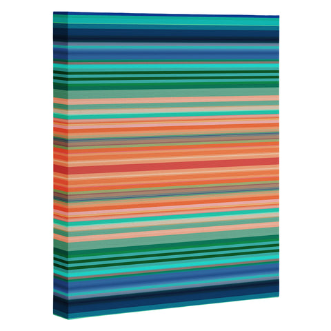 Sheila Wenzel-Ganny Bold Blue Orange Stripes Art Canvas