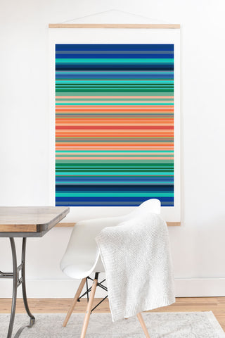 Sheila Wenzel-Ganny Bold Blue Orange Stripes Art Print And Hanger