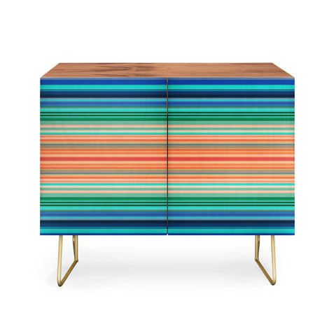 Sheila Wenzel-Ganny Bold Blue Orange Stripes Credenza