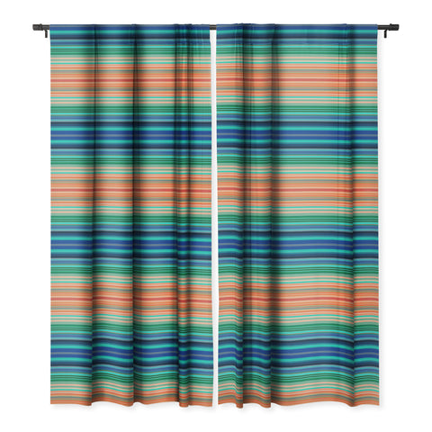 Sheila Wenzel-Ganny Bold Blue Orange Stripes Blackout Window Curtain