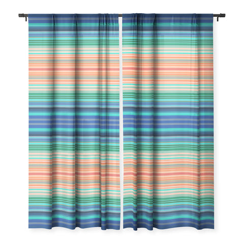 Sheila Wenzel-Ganny Bold Blue Orange Stripes Sheer Non Repeat