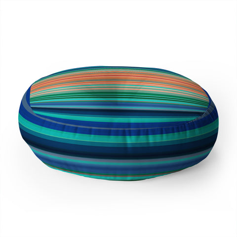Sheila Wenzel-Ganny Bold Blue Orange Stripes Floor Pillow Round