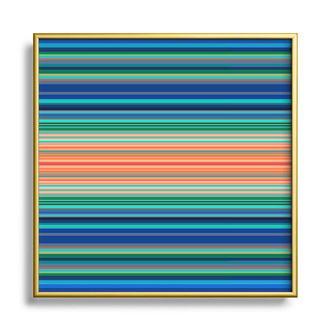 Sheila Wenzel-Ganny Bold Blue Orange Stripes Metal Square Framed Art Print