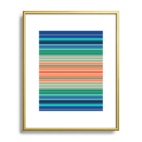 Sheila Wenzel-Ganny Bold Blue Orange Stripes Metal Framed Art Print