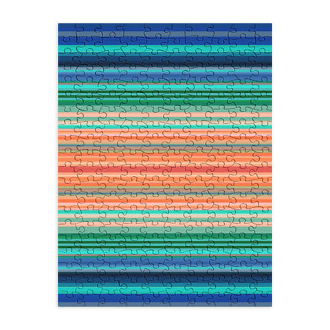Sheila Wenzel-Ganny Bold Blue Orange Stripes Puzzle