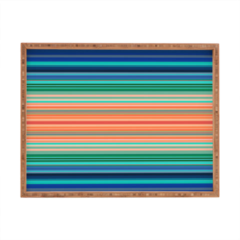 Sheila Wenzel-Ganny Bold Blue Orange Stripes Rectangular Tray