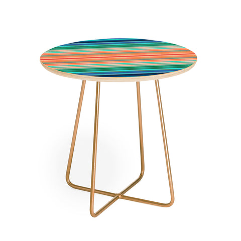 Sheila Wenzel-Ganny Bold Blue Orange Stripes Round Side Table