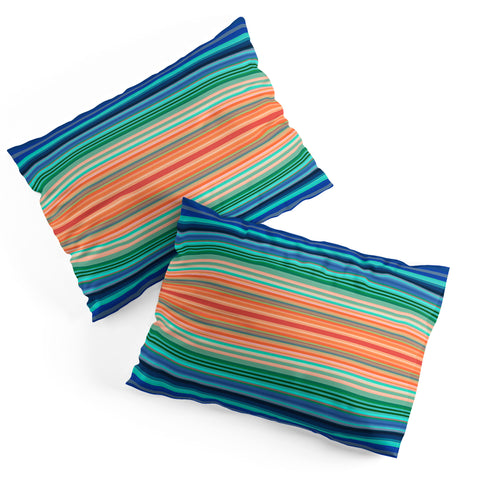 Sheila Wenzel-Ganny Bold Blue Orange Stripes Pillow Shams