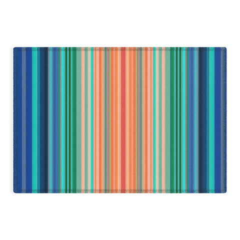 Sheila Wenzel-Ganny Bold Blue Orange Stripes Outdoor Rug