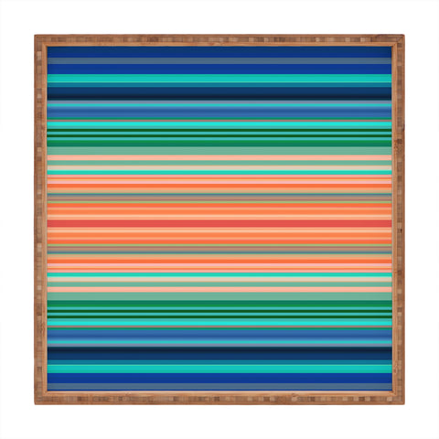 Sheila Wenzel-Ganny Bold Blue Orange Stripes Square Tray