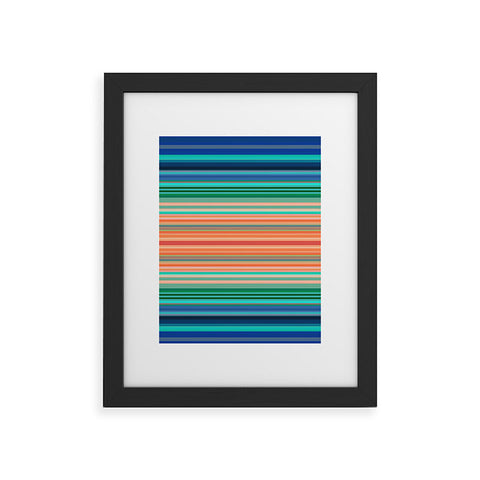 Sheila Wenzel-Ganny Bold Blue Orange Stripes Framed Art Print