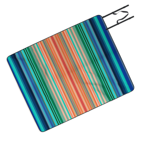 Sheila Wenzel-Ganny Bold Blue Orange Stripes Picnic Blanket