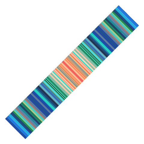 Sheila Wenzel-Ganny Bold Blue Orange Stripes Table Runner