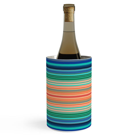 Sheila Wenzel-Ganny Bold Blue Orange Stripes Wine Chiller