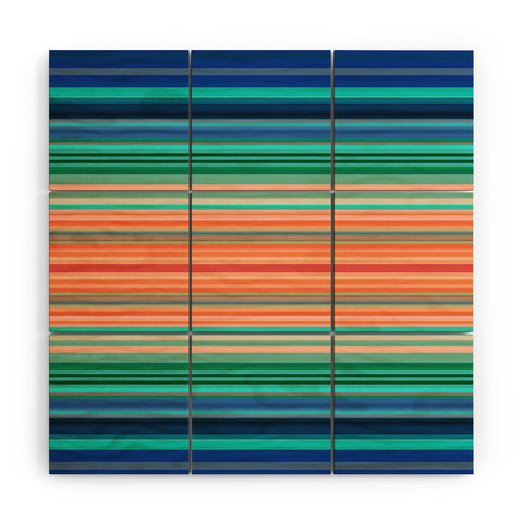 Sheila Wenzel-Ganny Bold Blue Orange Stripes Wood Wall Mural