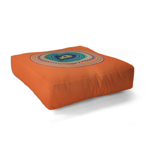 Sheila Wenzel-Ganny Bright Boho Orange Mandala Floor Pillow Square