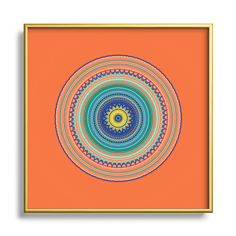 Sheila Wenzel-Ganny Bright Boho Orange Mandala Metal Square Framed Art Print