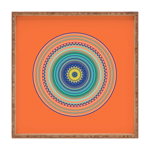 Sheila Wenzel-Ganny Bright Boho Orange Mandala Square Tray