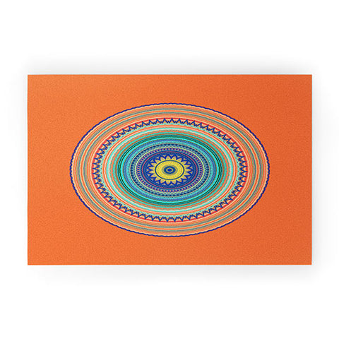Sheila Wenzel-Ganny Bright Boho Orange Mandala Welcome Mat